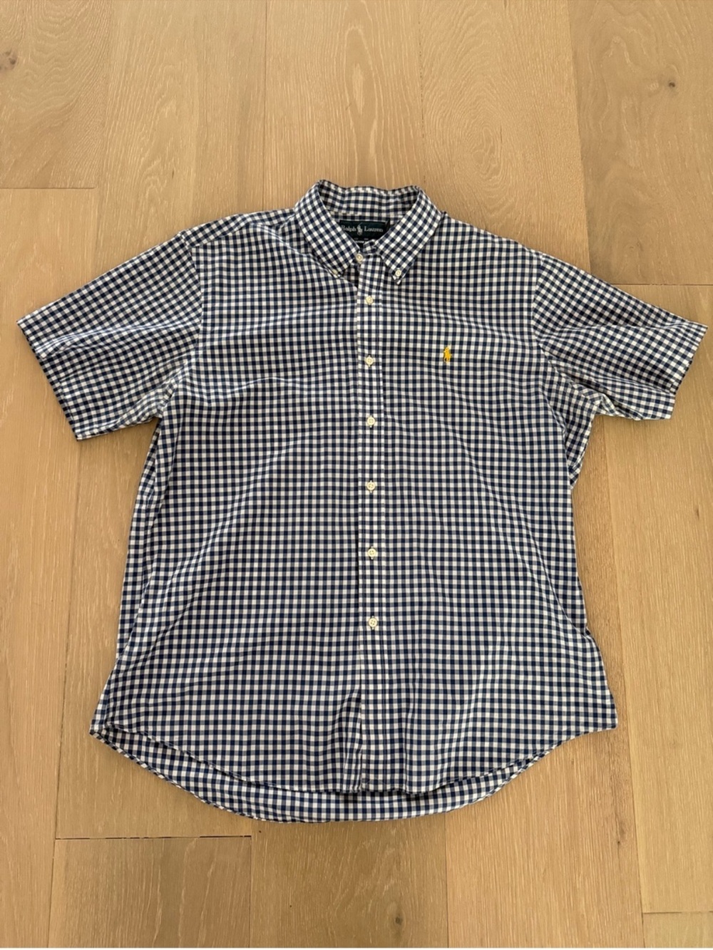 Polo Ralph Lauren Navy and White Gingham Short-Sleeve Button-Down Shirt